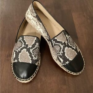 Talbots Elegant Black and Tan Snakeskin Espadrilles